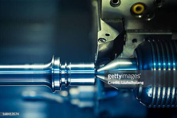 cnc lathe processing. - manufacturing machinery stockfoto's en -beelden