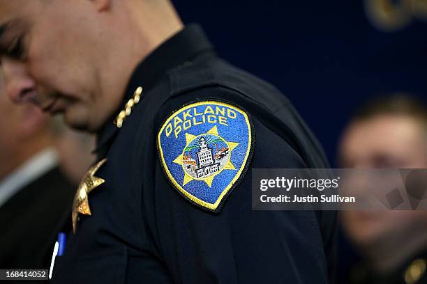 Acting Oakland police chief Anthony Toribio looks on during a news conference at Oakland police headquarters on May 9, 2013 in Oakland, California. A...