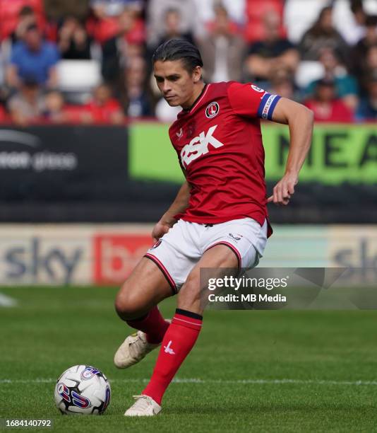 George Dobson of Charlton Athletic during the Sky Bet League One match between Charlton Athletic and Wycombe Wanderers at Oakwood VCD on September...