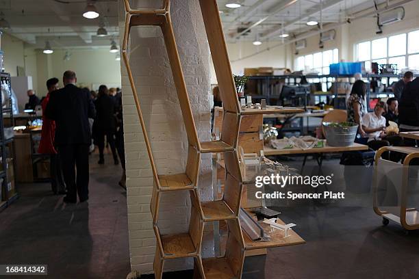 Members of the media visit "New Lab", an advanced manufacturing hub in the Brooklyn Navy Yard on May 9, 2013 in New York City. New Lab, where...