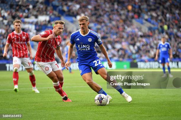 Kiernan Dewsbury-Hall of Leicester City during the Sky Bet Championship match between Leicester City and Bristol City at King Power Stadium on...