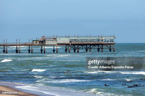 jetty bridge - swakopmund, namibia - atlantic ocean - namibian cultures stock pictures, royalty-free photos & images