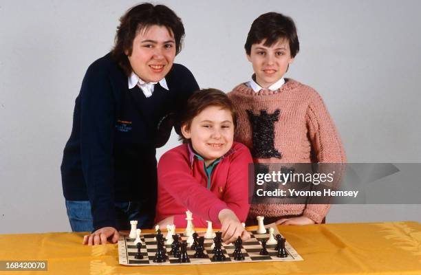 The Polgar sisters are photographed April 8, 1986 in New York City.