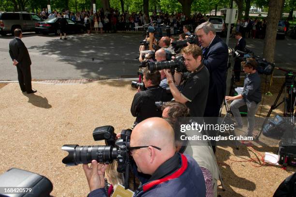 May 9 : Photographers take photos of Prince Harry as he arrives at Russell Senate Office Building for a tour of a Senate photo exhibit on land mines...