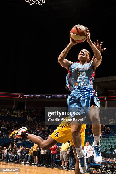 Armintie Price of the Atlanta Dream shoots against the Tulsa Shock during the WNBA game on May 9, 2013 at the BOK Center in Tulsa, Oklahoma. NOTE TO...