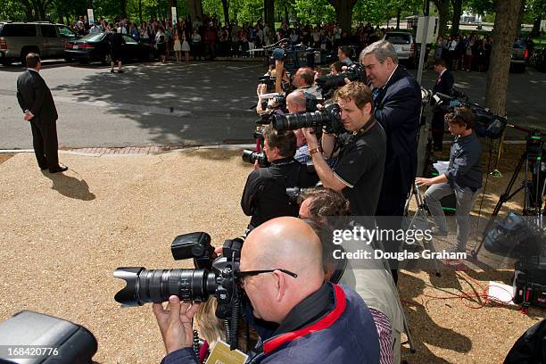 May 9 : Photographers take photos of Prince Harry as he arrives at Russell Senate Office Building for a tour of a Senate photo exhibit on land mines...