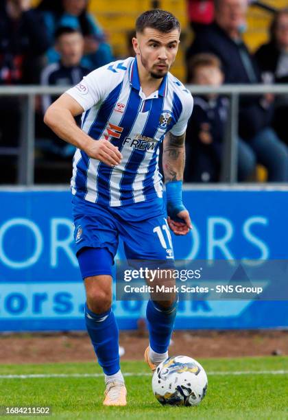 Kilmarnock's Daniel armstrong in action during a cinch Premiership match between Dundee and Kilmarnock at the Kilmac Stadium, on September 23 in...