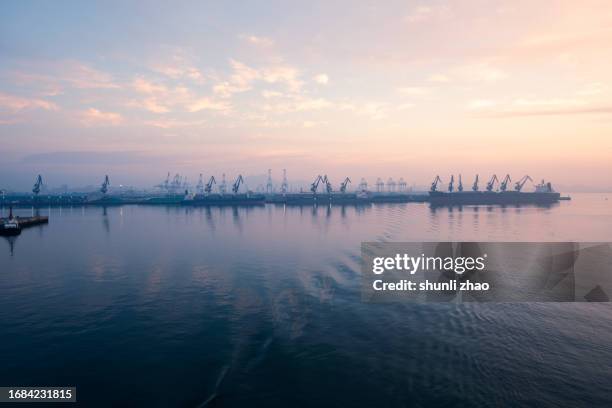 harbor at sunrise - seascape stock pictures, royalty-free photos & images