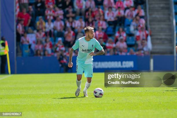 Fran Villalba of Real Sporting de Gijon in action during the LaLiga Hypermotion 2023 - 2024 match between FC Andorra v Real Sporting de Gijon at...