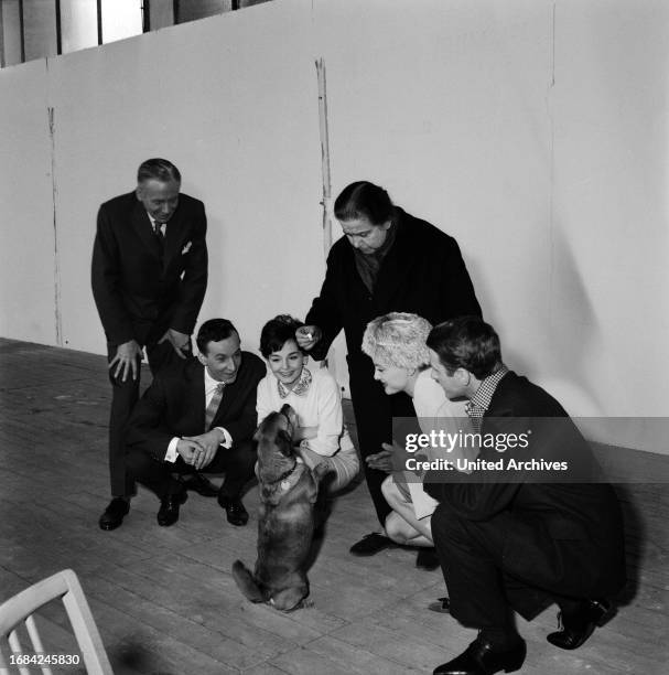 Sturm im Wasserglas, Spielfilm nach dem Bühnenstück von Bruno Frank, Deutschland 1960, Regie: Josef von Baky, Hund Toni macht Männchen vor Peter...