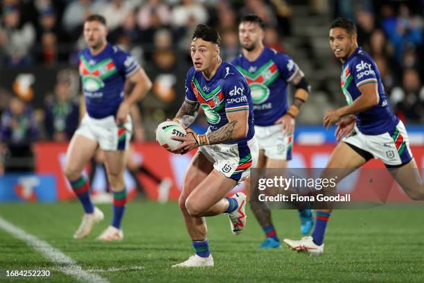 Charnze Nicoll-Klokstad of the Warriors during the NRL Semi Final match between the New Zealand Warriors and Newcastle Knights at Go Media Stadium Mt...