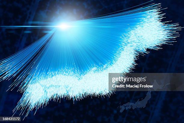 fiberoptics map of japan - fiber optic light stock illustrations