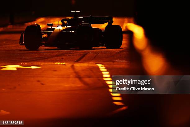 Carlos Sainz of Spain driving the Ferrari SF-23 on track during final practice ahead of the F1 Grand Prix of Singapore at Marina Bay Street Circuit...