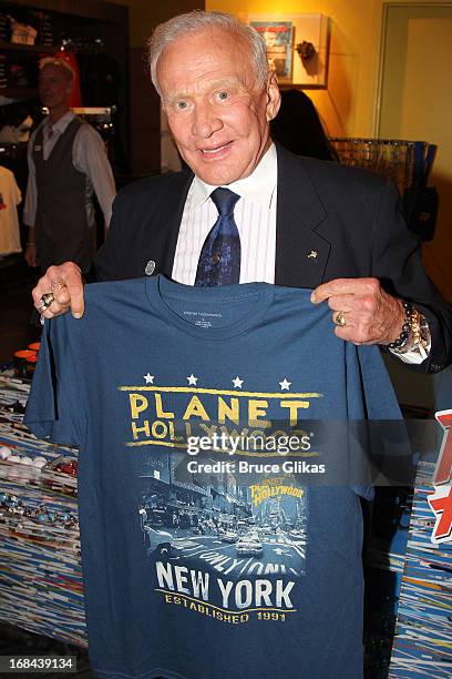Astronaut Buzz Aldrin promotes his book "Mission to Mars: My Vision for Space Exploration" at Planet Hollywood Times Square on May 9, 2013 in New...
