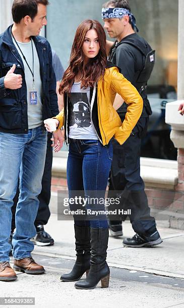 Actress Megan Fox is seen on the set of "Teenage Mutant Ninja Turtles" on May 9, 2013 in New York City.