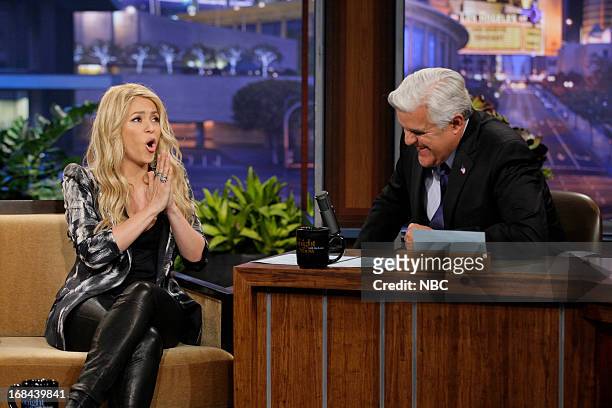 Episode 4458 -- Pictured: Singer Shakira during an interview with host Jay Leno on May 9, 2013 --