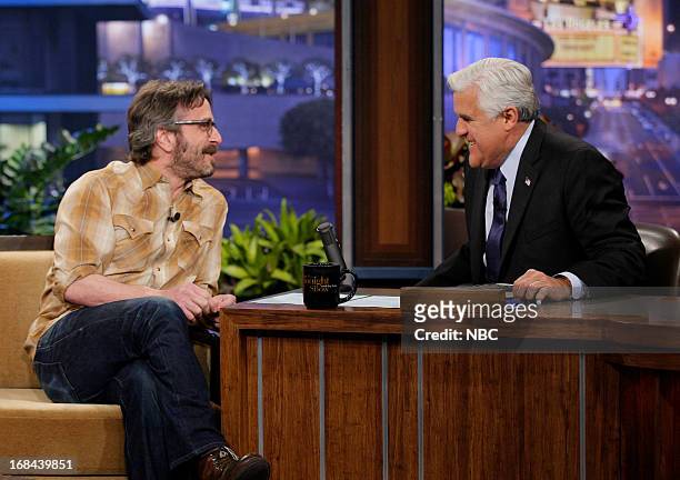 Episode 4458 -- Pictured: Comedian Marc Maron during an interview with host Jay Leno on May 9, 2013 --