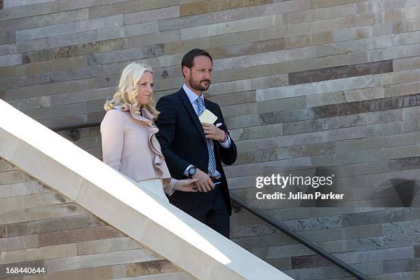 Crown Prince Haakon of Norway and Crown Princess Mette-Marit of Norway attend a working lunch at The Rosewood Hotel, on the last day of their week...