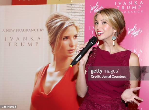 Socialite and entrepreneur Ivanka Trump greets customers during the launch her new fragrance "Ivanka Trump" at Lord & Taylor on May 9, 2013 in New...