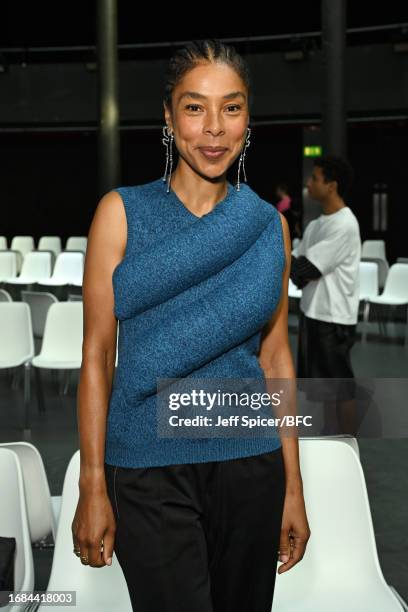 Sophie Okoneda attends the JW Anderson show during London Fashion Week September 2023 at The Roundhouse on September 16, 2023 in London, England.