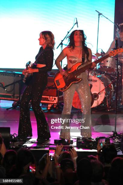 Katie Rox and Brandi Sidoryk of Nice Horse perform during CCMA House Presented by Amazon Music at The Music Hall part of the 2023 CCMA Country Music...