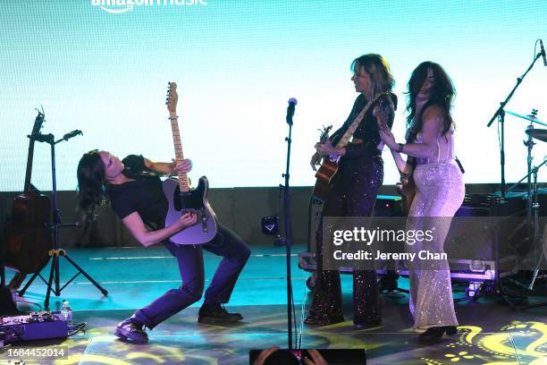 Tara McLeod, Katie Rox, and Brandi Sidoryk of Nice Horse perform during CCMA House Presented by Amazon Music at The Music Hall part of the 2023 CCMA...