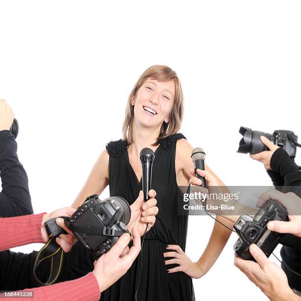 young actress and paparazzi photographer - awards broadcast stock pictures, royalty-free photos & images