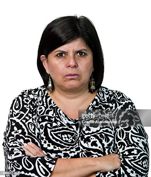 very upset hispanic woman - mexican mature women stock pictures, royalty-free photos & images