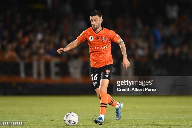 Jay O'Shea of Brisbane in action during the Australia Cup 2023 Quarter Final match between Brisbane Roar and Western Sydney Wanderers at Perry Park,...