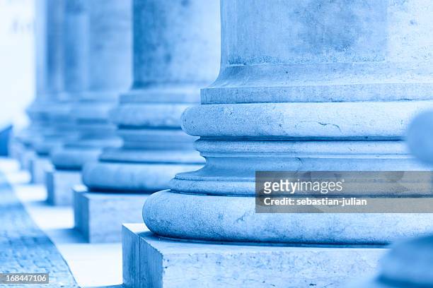 group of corporate blue business columns - justice concept stock pictures, royalty-free photos & images