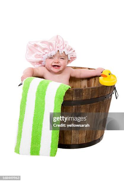 laughing in the tub - washing tub stockfoto's en -beelden