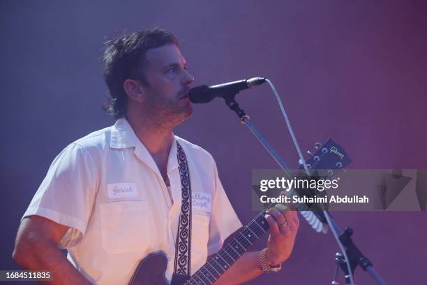 Caleb Followill of Kings of Leon performs at the Singapore Formula One Grand Prix at Marina Bay Street Circuit on September 16, 2023 in Singapore.