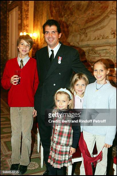 Prince Charles-Emmanuel de Bourbon-Parme and children Amaury, Zita, Elisabeth and Charlotte at Prince Charles-Emmanuel De Bourbon-Parma Receives The...