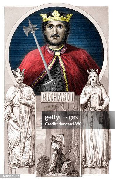king richard the lionheart - king portrait painting stock illustrations