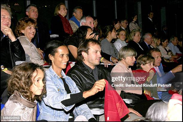 Vincent Perez, wife Karin Sylla and their Fille, Robert Namias and Anne Barrere, Patrick Poivre D' Arvor, wife and son - "Ben Hur" show at the French...