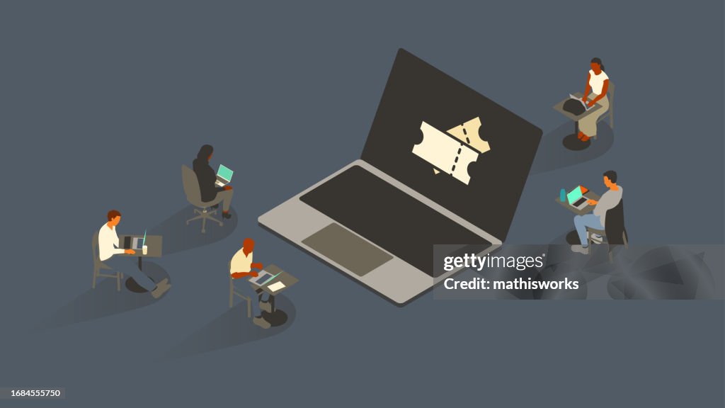 Tickets on laptop