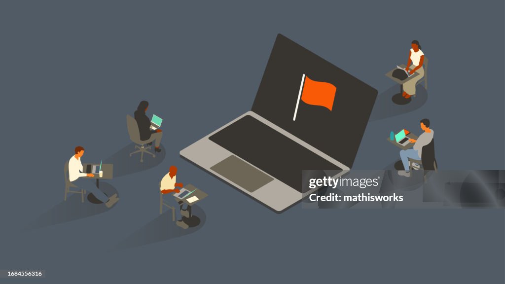Computer Little Flags Red Flag On Laptop High-Res Vector Graphic - Getty Images