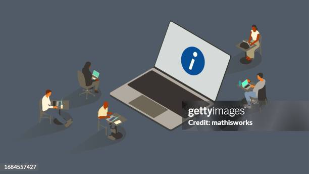 info icon on laptop - user manual stock illustrations