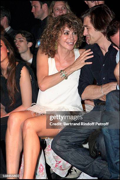 Lady Giannina Faccio, the wife of Sir Ridley Scott, and Olivier Martinez at John Galliano Men Spring Summer 2009 Fashion Show.