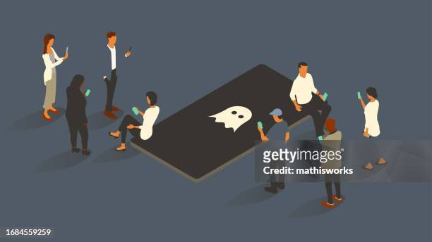 ghost on phone - ghosted stock illustrations