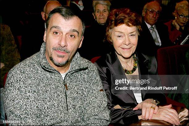 Annick Alane and son Bernard at "Amities Sinceres" Performed By Bernard Murat And Michel Leeb At Edward VII Theatre .