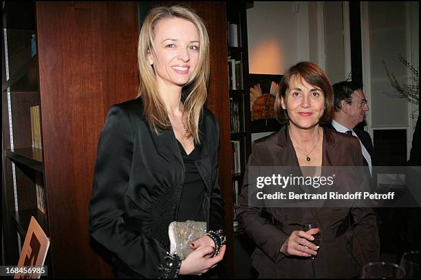 Madame Alessandro Vallarino Gancia and Christine Albanel at Gala Opening Evening At The Christian Deydier Art Exhibition In Paris.