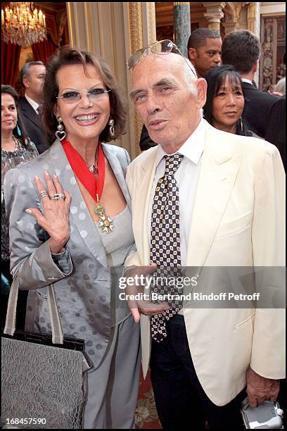 Claudia Cardinale and her husband Pasquale Squitieri at Claudia Cardinale And Giorgio Armani Awarded By French President Nicolas Sarkozy With...