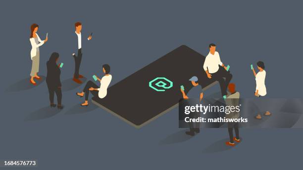 at sign on phone - large screen blank stock illustrations