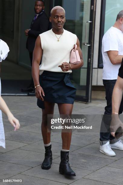 Ncuti Gatw attends JW Anderson at Camden Roundhouse during London Fashion Week September 2023 on September 16, 2023 in London, England.