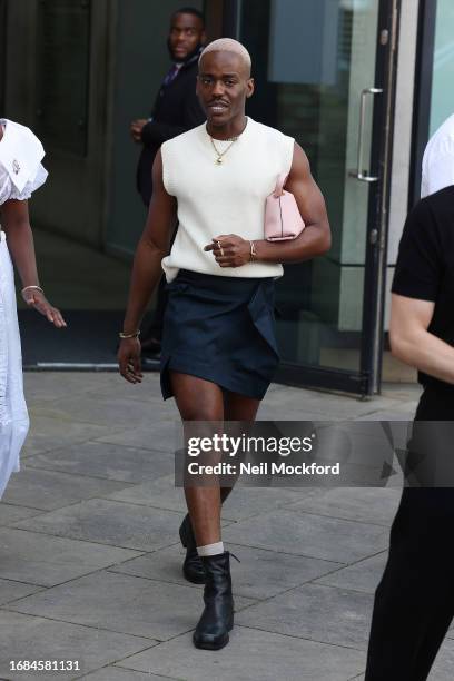 Ncuti Gatw attends JW Anderson at Camden Roundhouse during London Fashion Week September 2023 on September 16, 2023 in London, England.