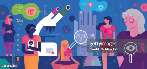 ilustraciones, imágenes clip art, dibujos animados e iconos de stock de atención médica de la mujer y bienestar general - adulto joven