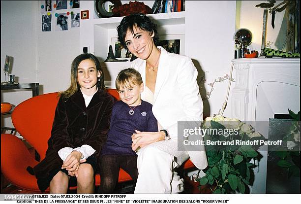 Ines De La Fressange and daughters Nine and Violette at Inauguration Of Roger Vivier Salon .