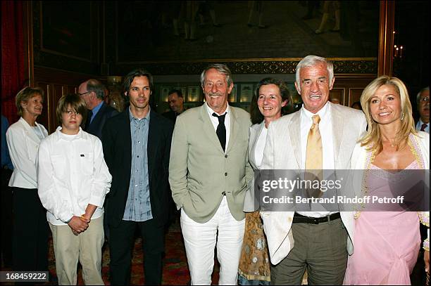 Jean-Paul Belmondo, son Paul Belmondo, Paul's son Alexandre, Jean Rochefort, his wife and Natty Belmondo at Jean-Paul Belmondo Receives The City Of...