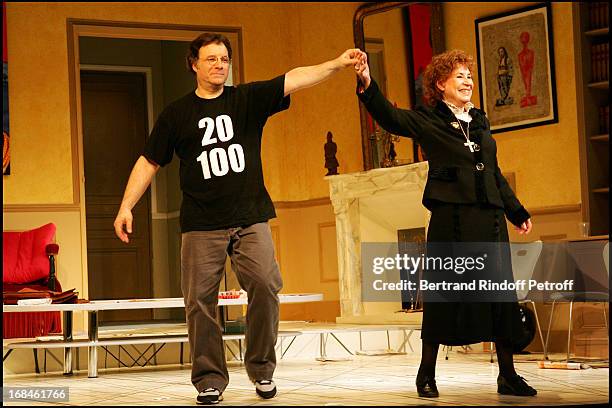 Daniel Russo, Claire Maurier at Laurant Baffie And His Theatrical Group Celebrating The 100th Representation Of The Play "Knock, Knock" At The Palais...